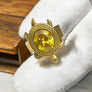 Kachua Pukhraj Ring | Adjustable Kachua Ring for Men and Women | Yellow Sapphire Gemstone Ring in Ashtdhatu - Malawala