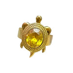 Kachua Pukhraj Ring | Adjustable Kachua Ring for Men and Women | Yellow Sapphire Gemstone Ring in Ashtdhatu - Malawala