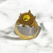 Kachua Pukhraj Ring | Adjustable Kachua Ring for Men and Women | Yellow Sapphire Gemstone Ring in Ashtdhatu - Malawala