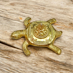 Kachua Shri Yantra – a golden Meru Yantra mounted on a tortoise base, ideal for Vastu correction, prosperity, and spiritual decor