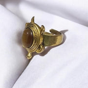 Kachua Tiger Eye Ring | Adjustable Kachua Ring for Men and Women | Tiger Eye Gemstone Ring in Ashtdhatu - Malawala