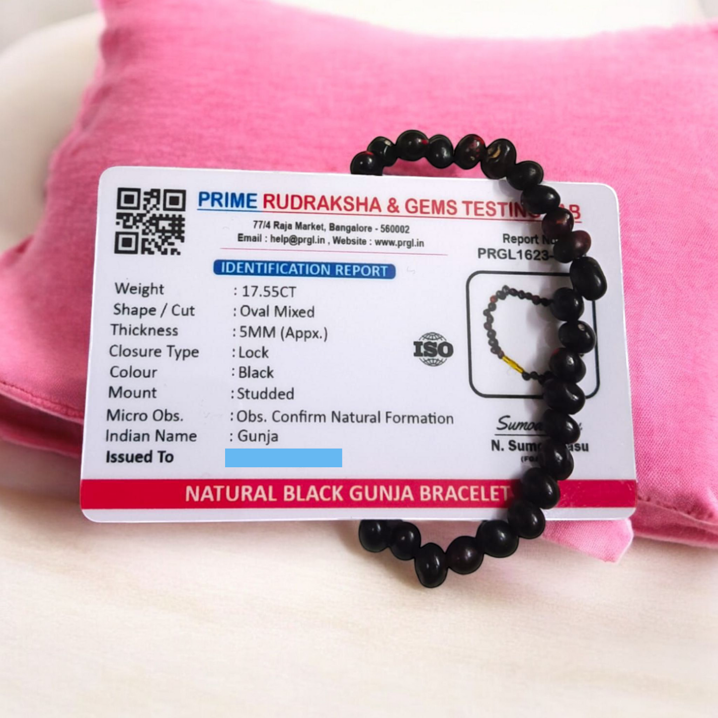Kali Gunja Bracelet Natural Black Gunja Beads Lab Certified Malawala