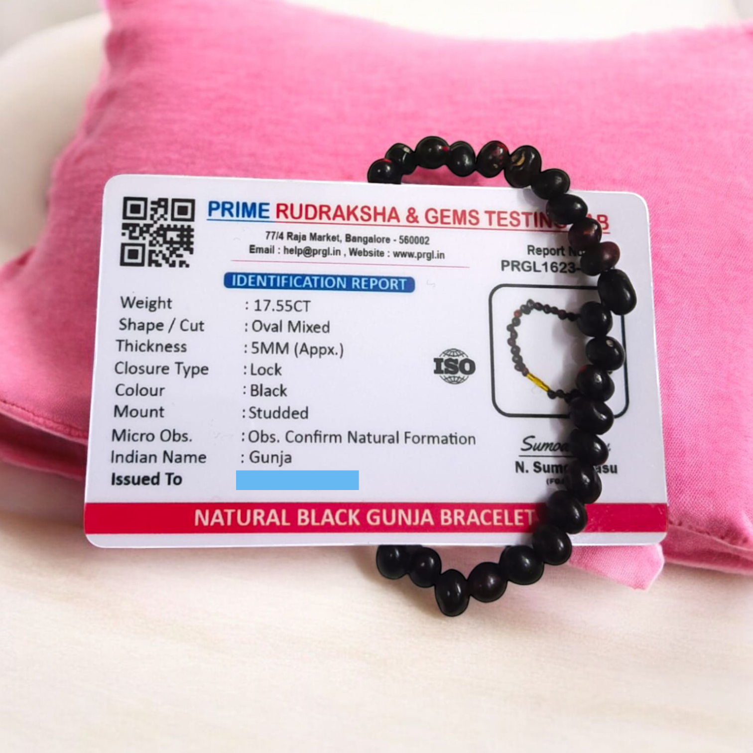 Kali Gunja Bracelet Natural Black Gunja Beads Lab Certified Malawala
