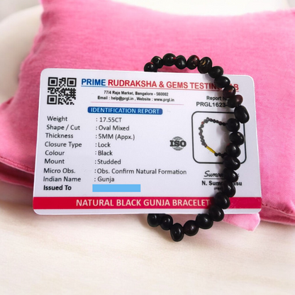 Kali Gunja Bracelet Natural Black Gunja Beads Lab Certified Malawala