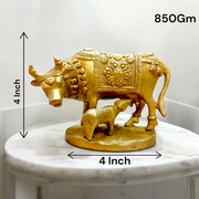 Kamdhenu Cow With Her Child Brass Murti | For Worship | Malawala |