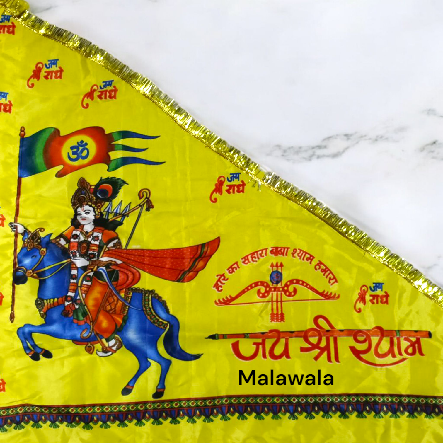 Khatu Shyam Ji Flag | Nisan Triangle | Baba Khatu Shyam Jhanda for Temple, Home, and Office – Malawala