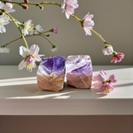 Lab-Certified Natural Amethyst Stone Set of 2, polished purple crystals for stress relief, chakra healing, intuition, and peaceful energy