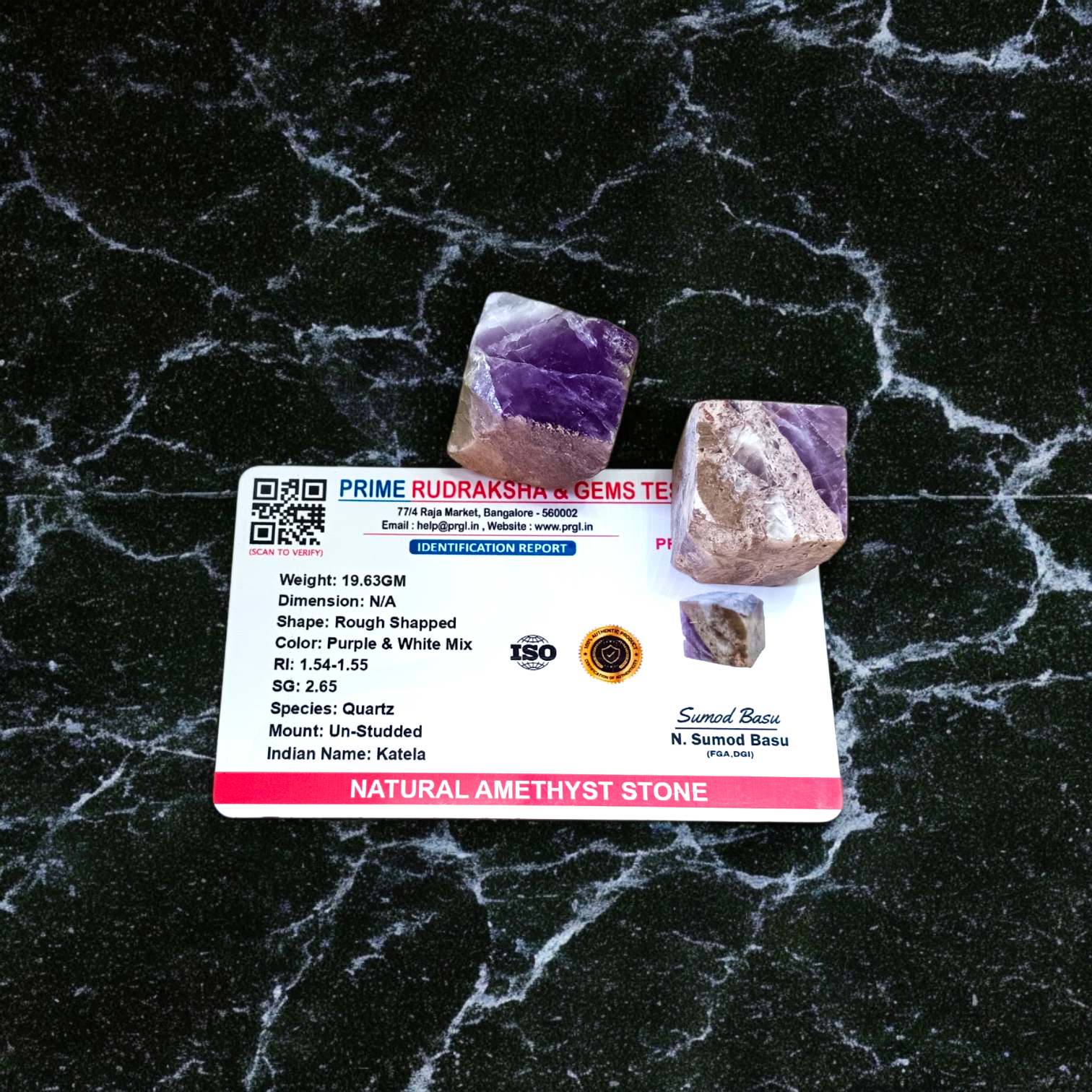Lab-Certified Natural Amethyst Stone Set of 2, polished purple crystals for stress relief, chakra healing, intuition, and peaceful energy