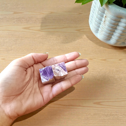 Lab-Certified Natural Amethyst Stone Set of 2, polished purple crystals for stress relief, chakra healing, intuition, and peaceful energy