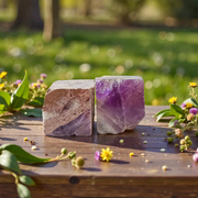 Lab-Certified Natural Amethyst Stone Set of 2, polished purple crystals for stress relief, chakra healing, intuition, and peaceful energy