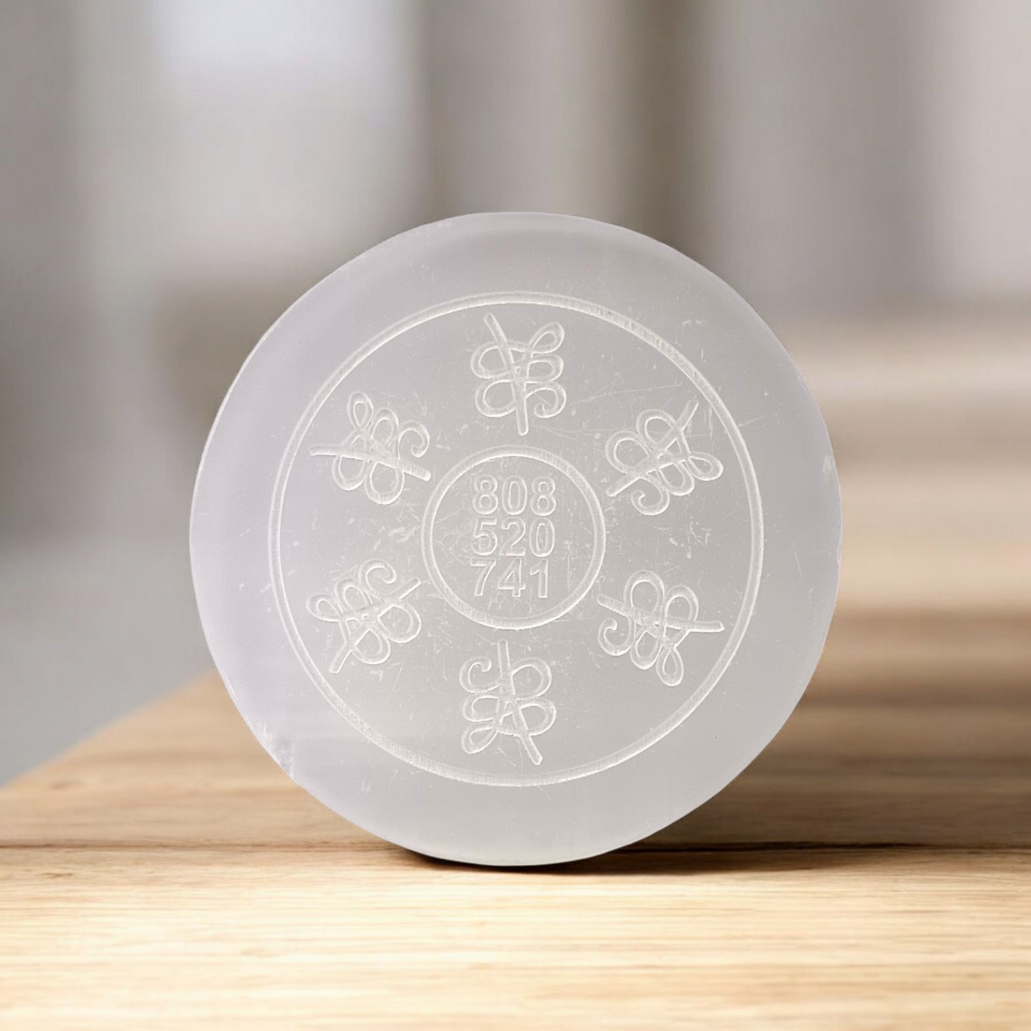 Lab-Certified Selenite Charging Plate engraved with Reiki Healing numbers for meditation, Vastu, and crystal energy work