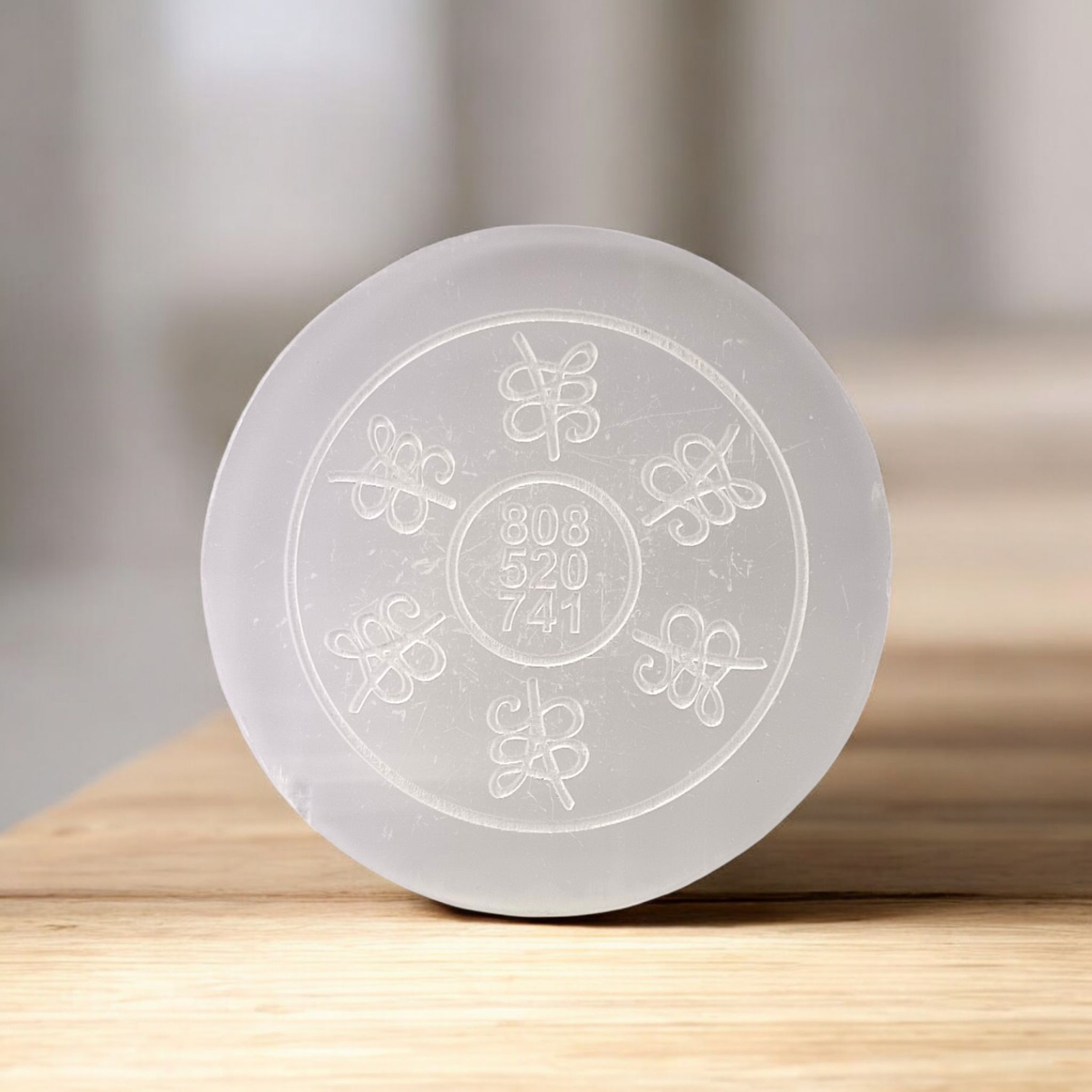 Lab-Certified Selenite Charging Plate engraved with Reiki Healing numbers for meditation, Vastu, and crystal energy work