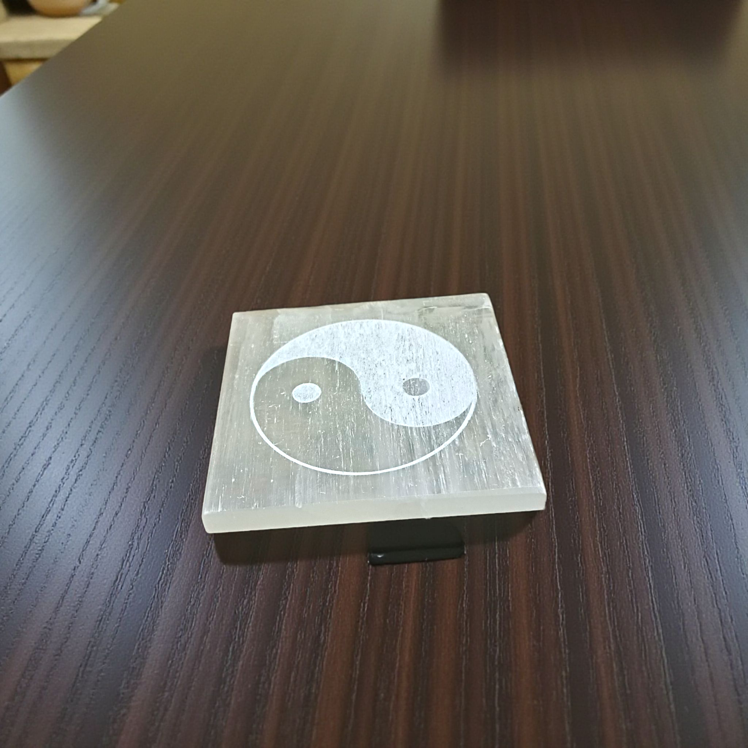 Lab-Certified Selenite Engraved Charging Plate Coaster for crystal cleansing, clarity, intuition, and meditation