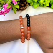 Lab Certified 8MM Hessonite & Black Agate Bracelet Combo – Healing & Protection | Malawala