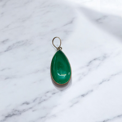 Lab Certified Green Agate (Hara Hakik) Pendant with adjustable black thread – natural healing gemstone for protection and spiritual use