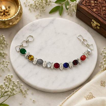 Lab Certified Navratan Bracelet Multicolor Navgrah Bracelet for Spiritual Balance