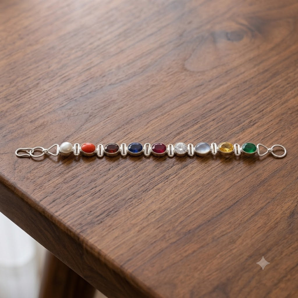 Lab Certified Navratan Bracelet Multicolor Navgrah Bracelet for Spiritual Balance