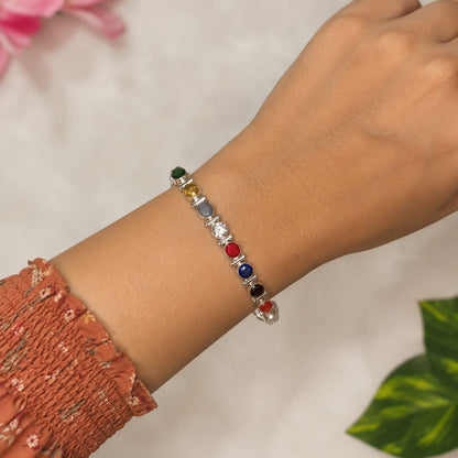 Lab Certified Navratan Bracelet Multicolor Navgrah Bracelet for Spiritual Balance