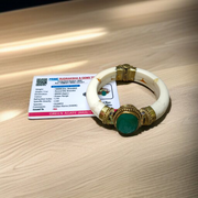 Lab certified Green Agate (Green Hakik) Bracelet with 8mm antique-style polished beads on a stretchable thread