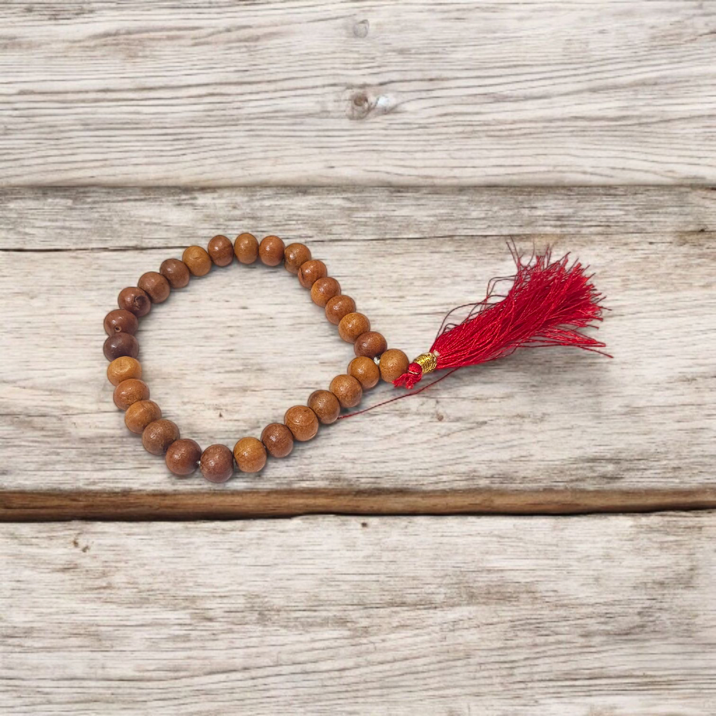 Lab certified White Sandalwood Mala with 108+1 and 27+1 bead variants, handcrafted with sacred intention