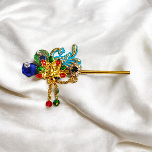 Laddu Gopal Bansuri | Beautiful Peacock with Zircon Design | Heavy Designer Bansuri | Malawala
