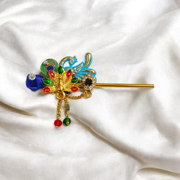 Laddu Gopal Bansuri | Beautiful Peacock with Zircon Design | Heavy Designer Bansuri | Malawala