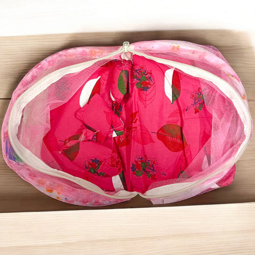 Laddu Gopal Comfortable Bed/Bister/Singhasan with Large Mosquito Net and 3 Pillows | Radha Rani Machardani | Laddu Gopal Ji Machardani | Suitable for 0-6 No. Laddu Gopal Malawala