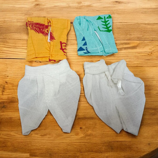 Laddu Gopal Cotton Dhoti Kurta for Summer | Set of 2 | Size 0–2 No. | Malawala