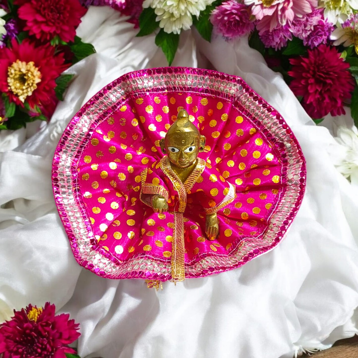Laddu Gopal Dress | Beautiful Satin Dress | Laddu Gopal Poshak | Lord Krishna Dress | Size 3 No. Malawala