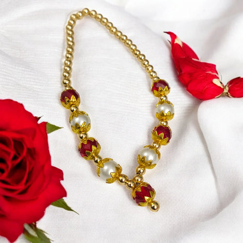 Laddu Gopal Mala in Pearl and Zircon Design | Small Garland for God Idols Malawala