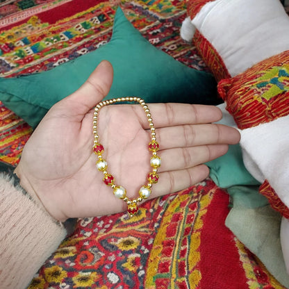 Laddu Gopal Mala in Pearl and Zircon Design | Small Garland for God Idols Malawala