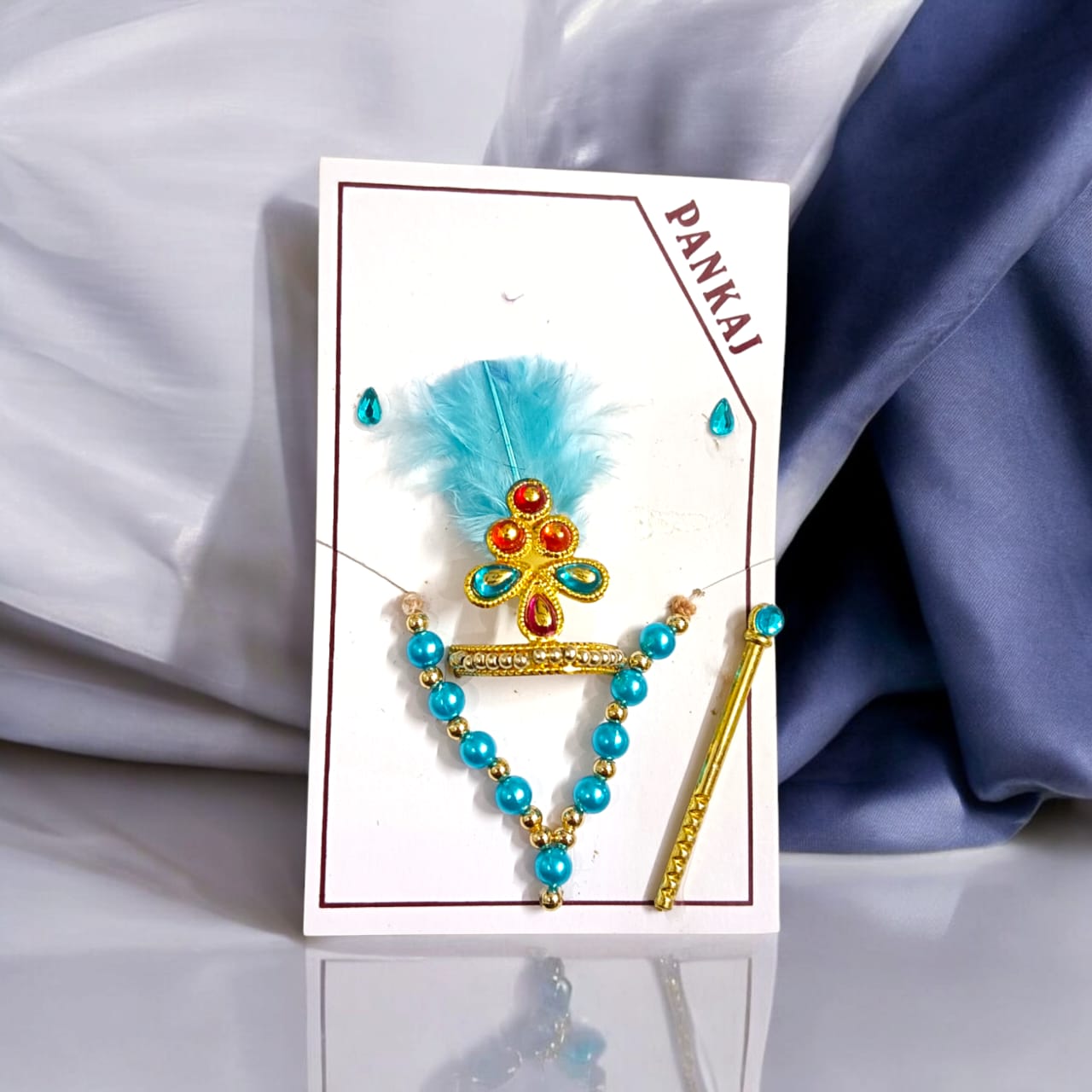 Laddu Gopal Shringaar Set | Mukut, Bangle, Mala, Earrings, Bansuri, Bindi | Malawala