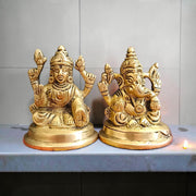 Lakshmi Ganesh Brass Murti for wealth prosperity success home temple decor brass idol for puja vastu spiritual gift