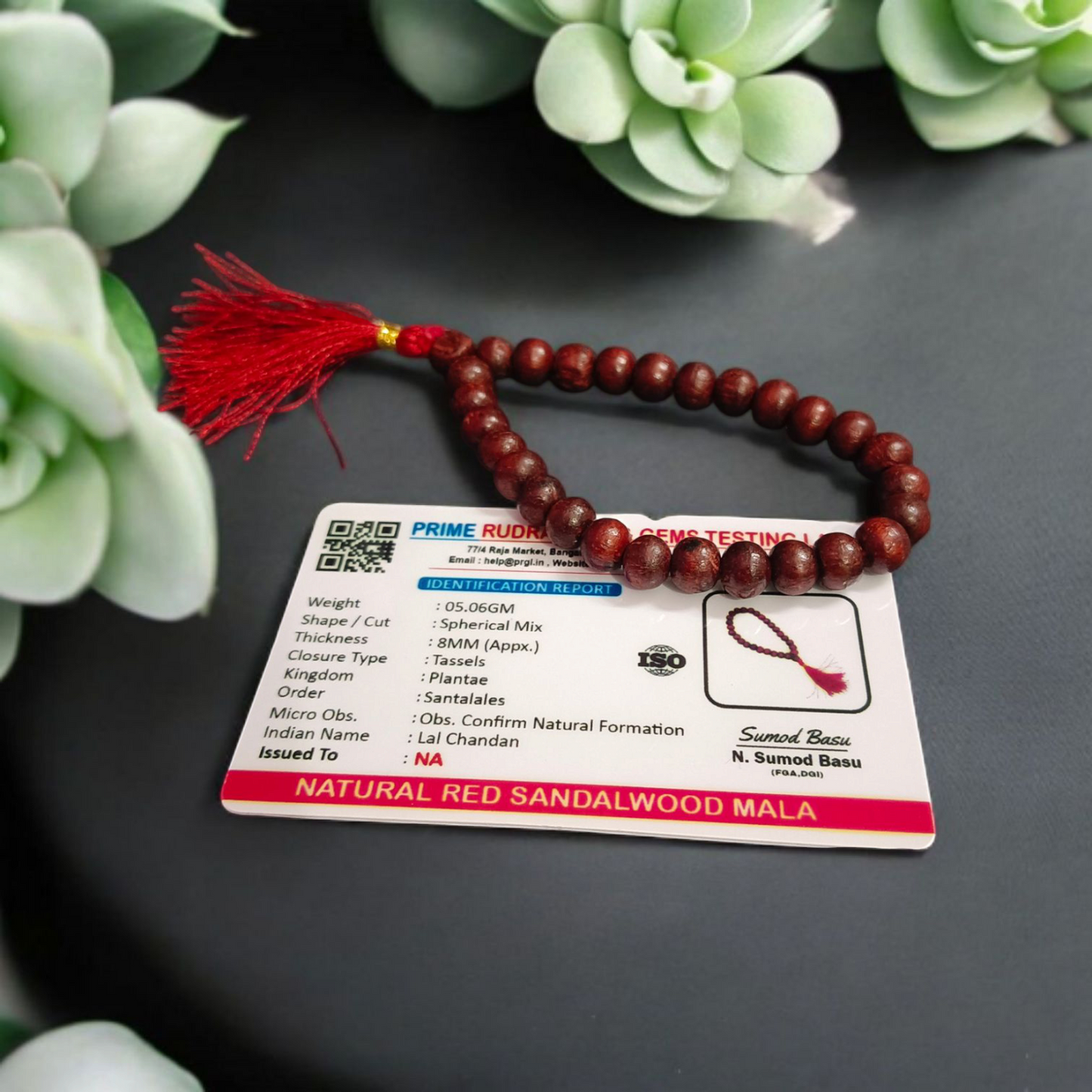Lal Chandan Jaap Mala 8MM 27+1 Beads Lab Certified | Malawala