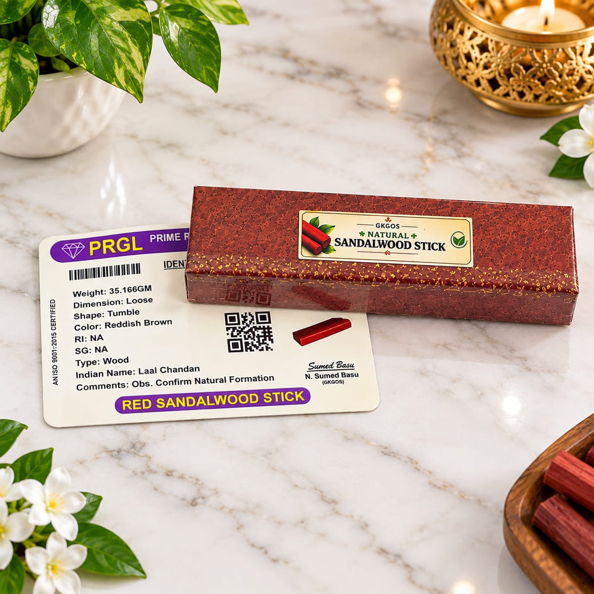 Lal Chandan Lakdi – 30–40 Grams | Natural Red Sandalwood Stick for Pooja, Healing & Spiritual Use – Malawala