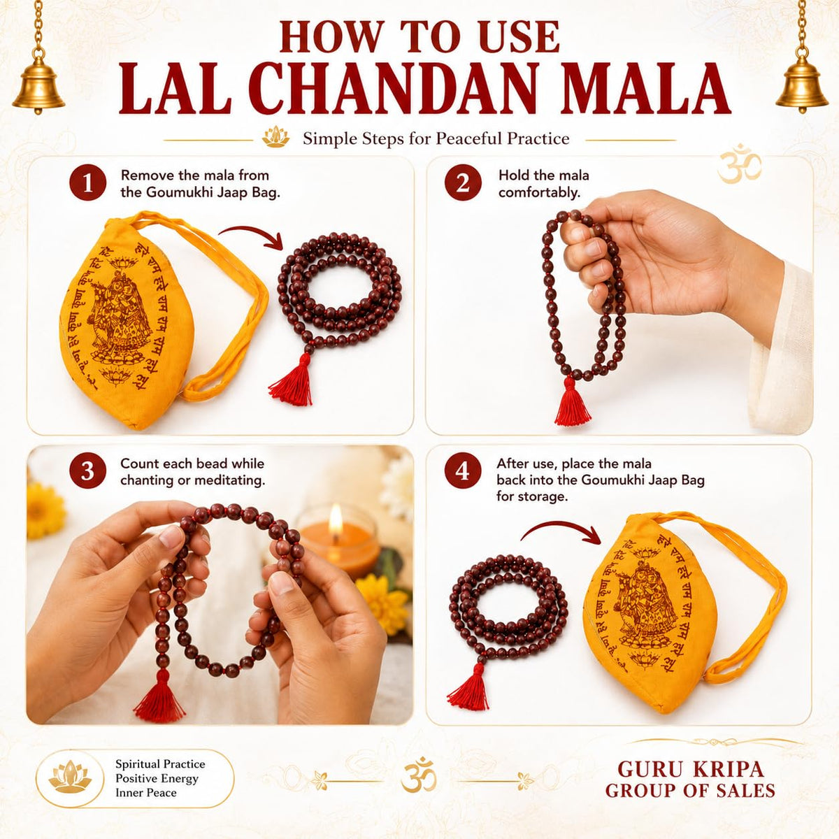 Lal Chandan (Red Sandalwood) Mala 8MM 108+1 Beads Lab Certified | Malawala
