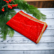 Lal Chunni | Mata Rani Red Chunri Bindi Style | 2 Meter – Malawala