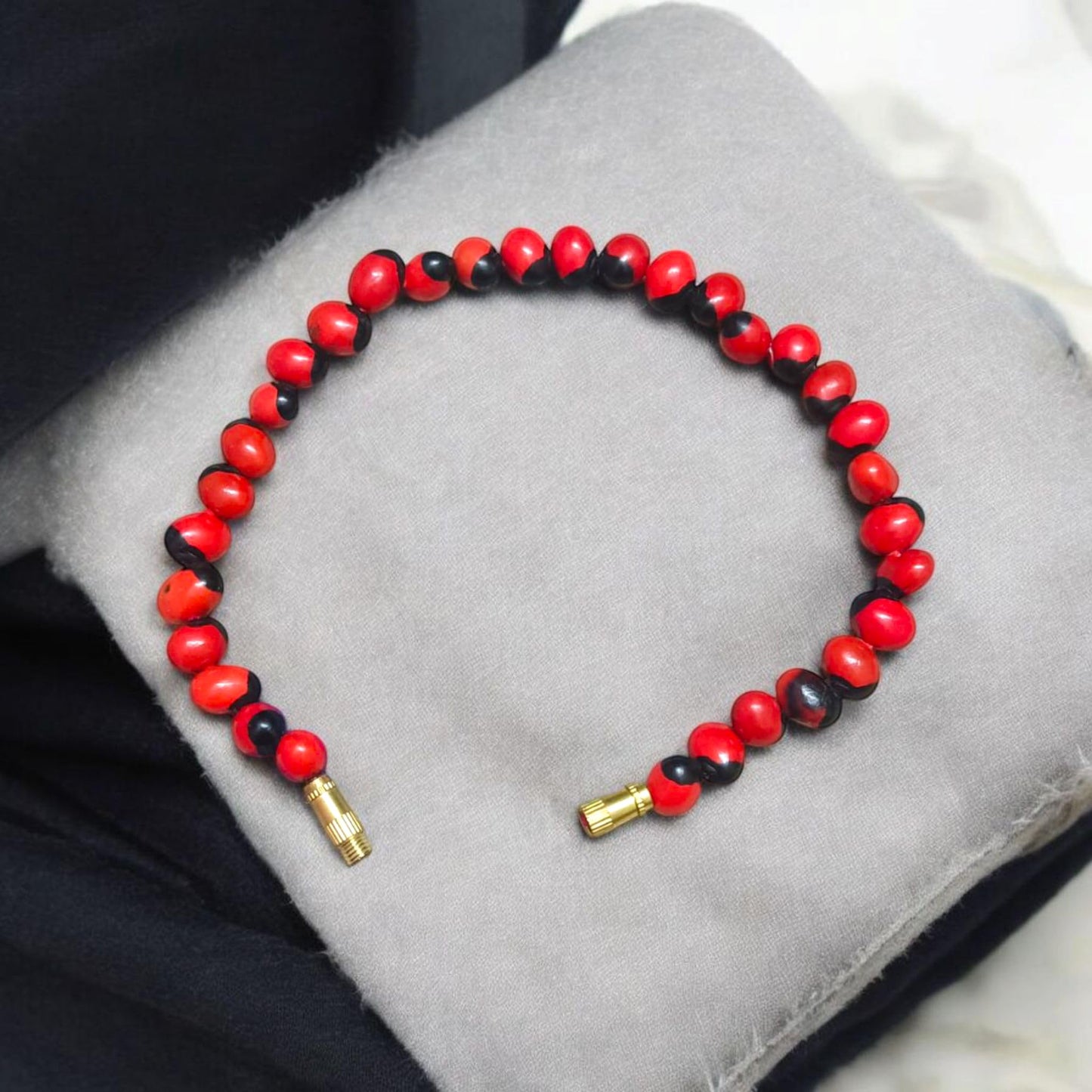Lal Gunja Bracelet Red Bead Detail View
