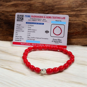 Lal Moonga Bracelet - Natural Red Coral for Mars Energy & Protection with Lab Certificate - Malawala