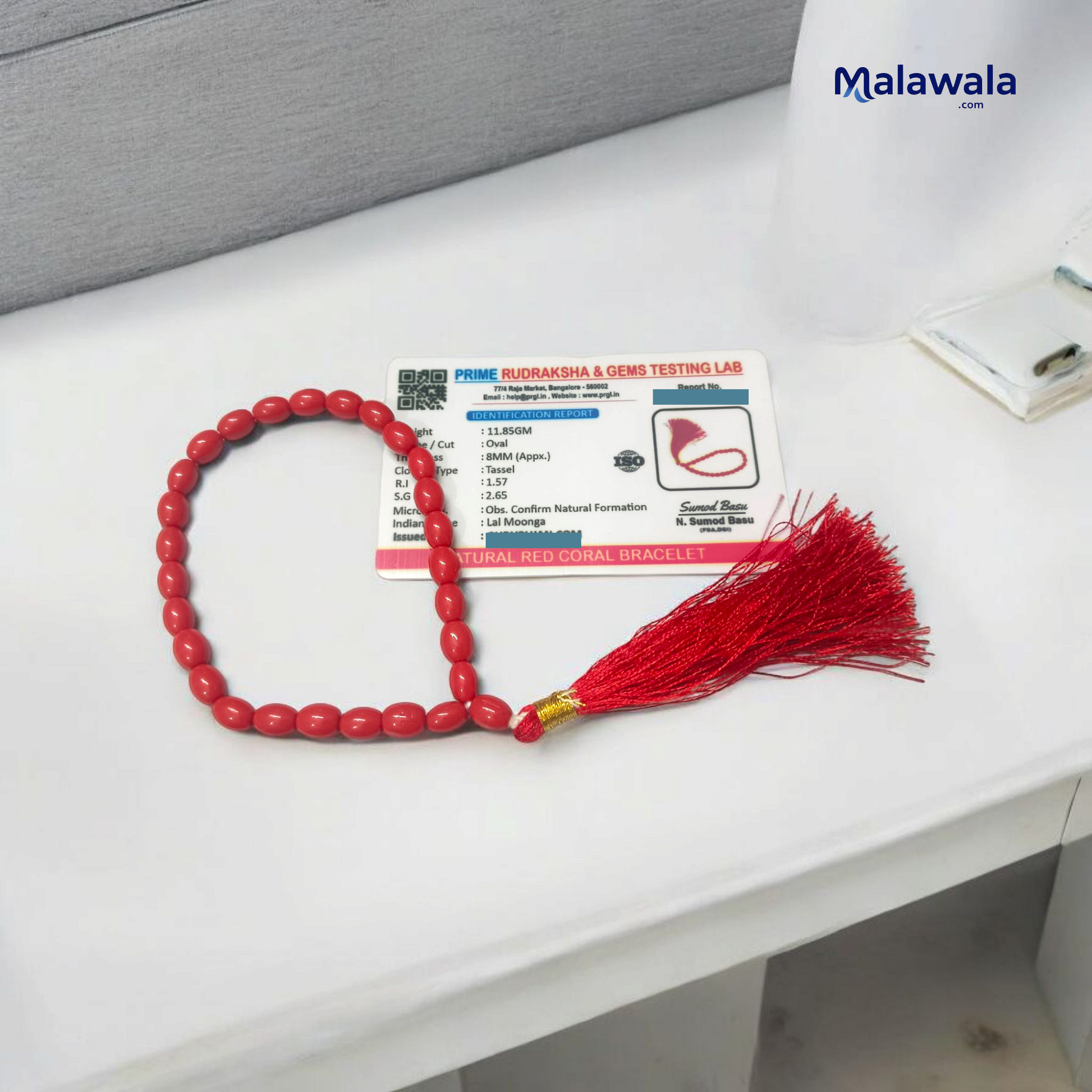 Lal Moonga Jaap Mala 27+1 Beads 7-8mm – Lab Certified | Malawala