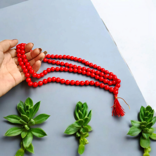 Lal Moonga Mala 108+1 Beads | 7-8mm – Lab Certified Natural Red Coral Mala | Malawala