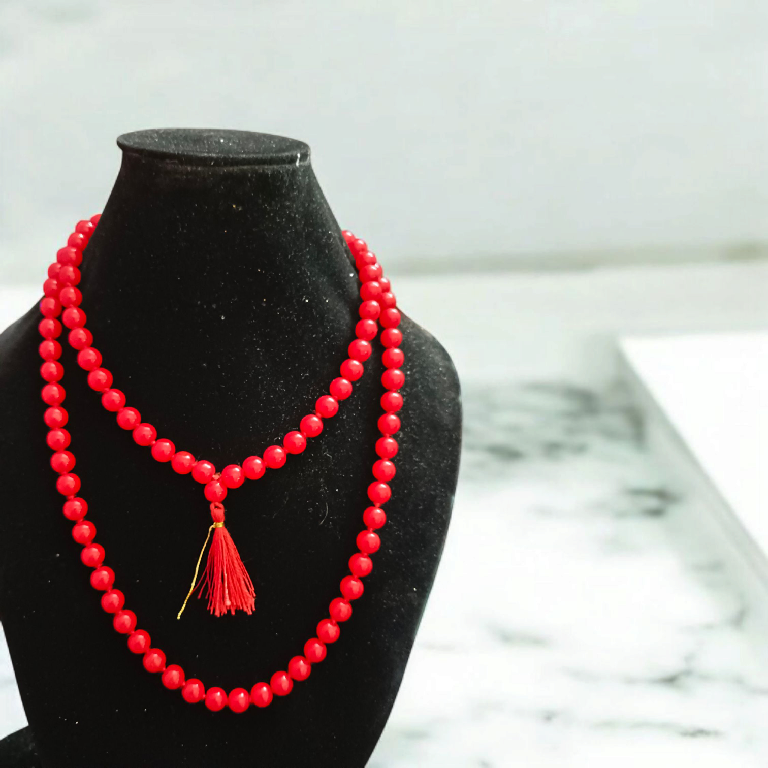 Lal Moonga Mala 108+1 Beads | 7-8mm – Lab Certified Natural Red Coral Mala | Malawala