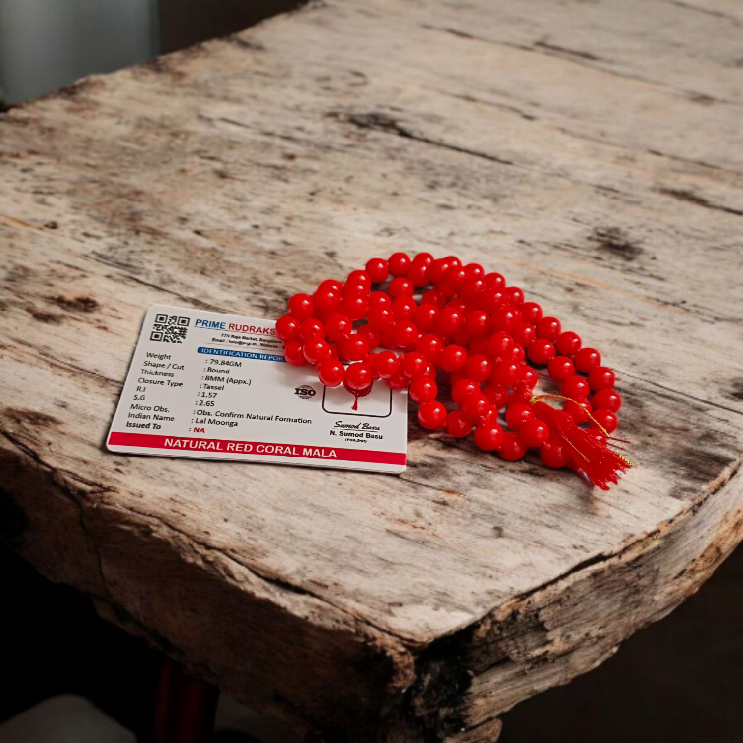 Lal Moonga Mala 108+1 Beads | 7-8mm – Lab Certified Natural Red Coral Mala | Malawala