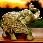 Large Elephant Statue | For Office Table in Brass | Malawala |