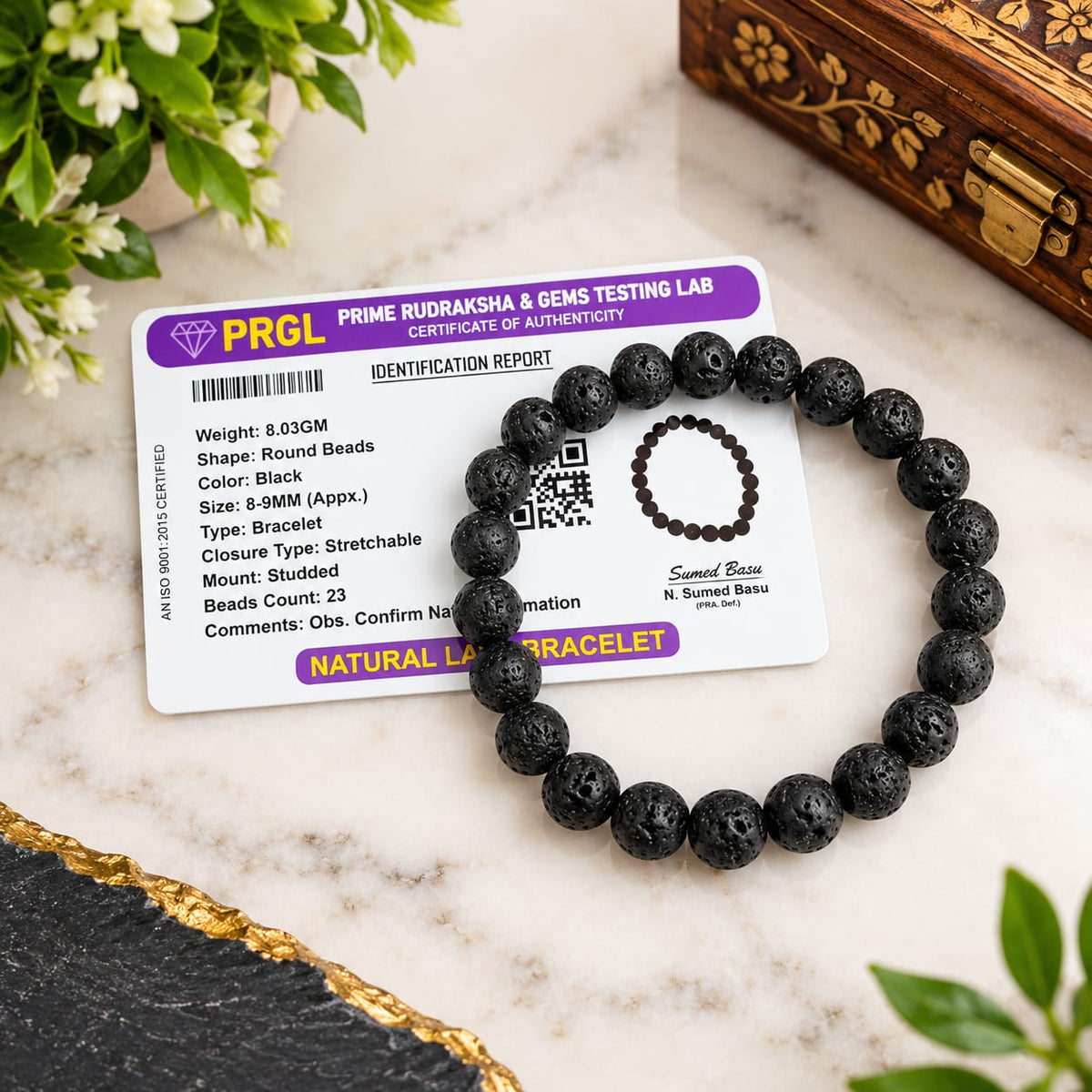 Lava Bracelet - Natural Lava Stone for Strength & Emotional Healing with Lab Certificate - Malawala