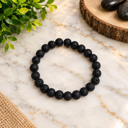 Lava Bracelet - Natural Lava Stone for Strength & Emotional Healing with Lab Certificate - Malawala