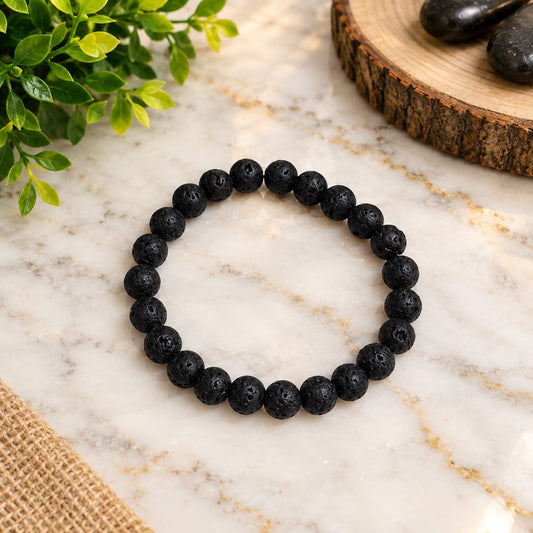Lava Bracelet - Natural Lava Stone for Strength & Emotional Healing with Lab Certificate - Malawala