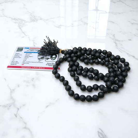 Lava Mala 108+1 Beads Natural Lava Stone 8MM Lab Certified Malawala