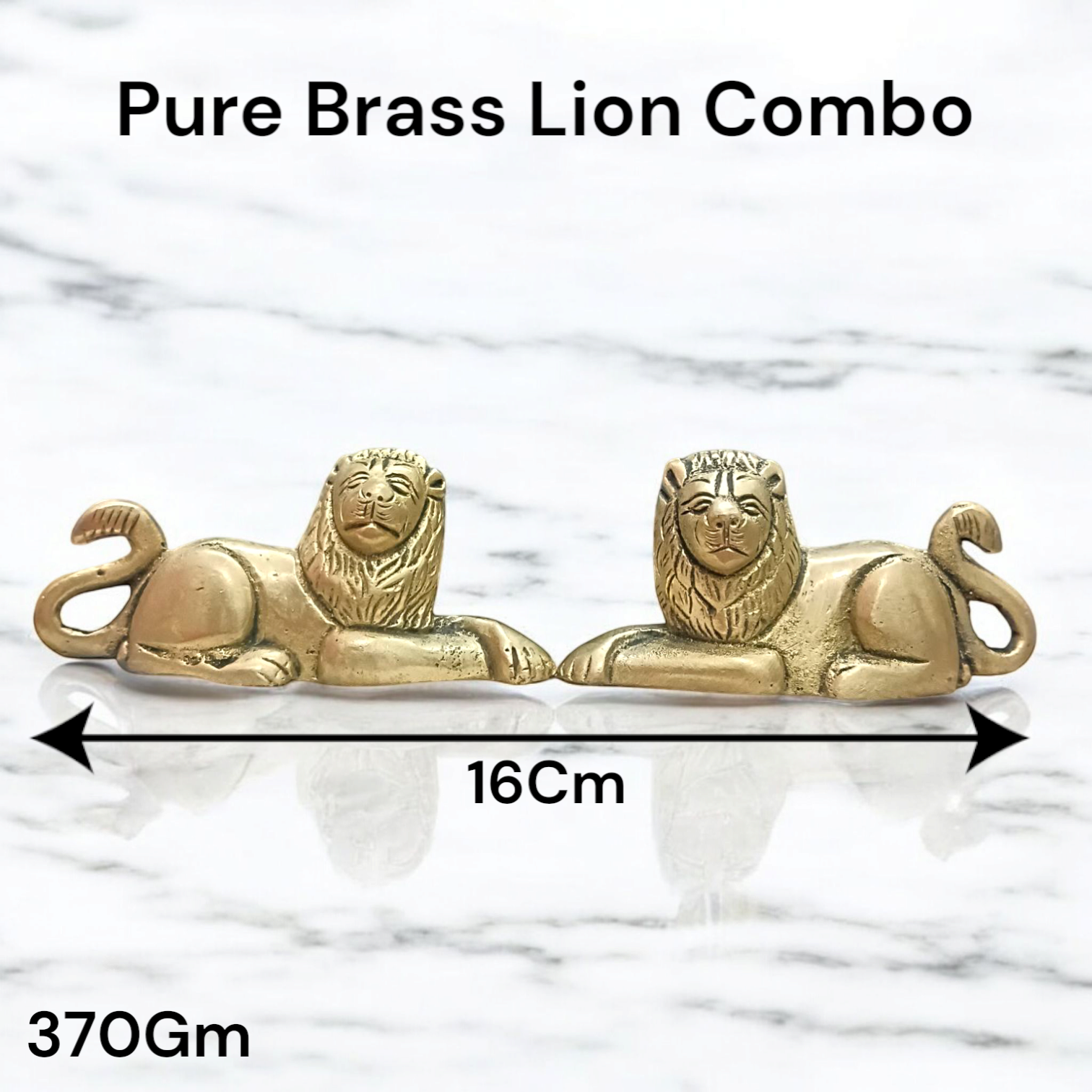 Lion Idol in Brass | Combo Set of Lion for Office Table or Front of Home Temple | Sitting in Mirror Position | Malawala