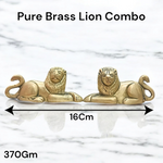 Lion Idol in Brass | Combo Set of Lion for Office Table or Front of Home Temple | Sitting in Mirror Position | Malawala